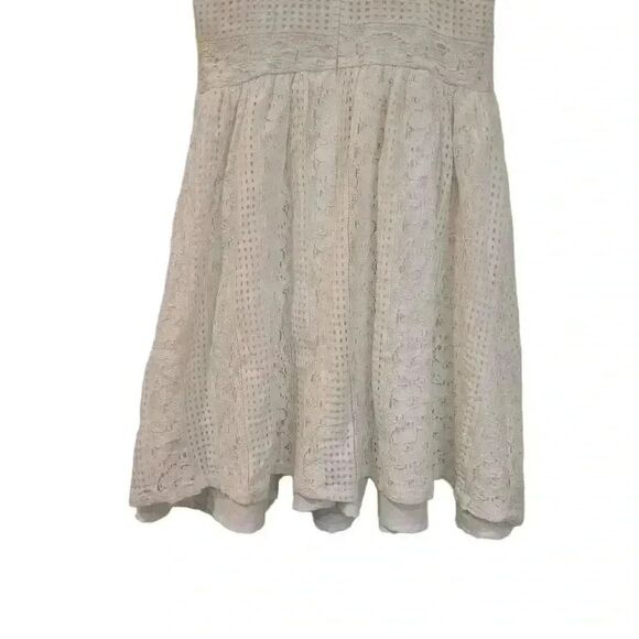 Aqua Women's Ivory Cotton/Lyocell/Poly Lined Lace Halter Dress - Picture 7 of 10